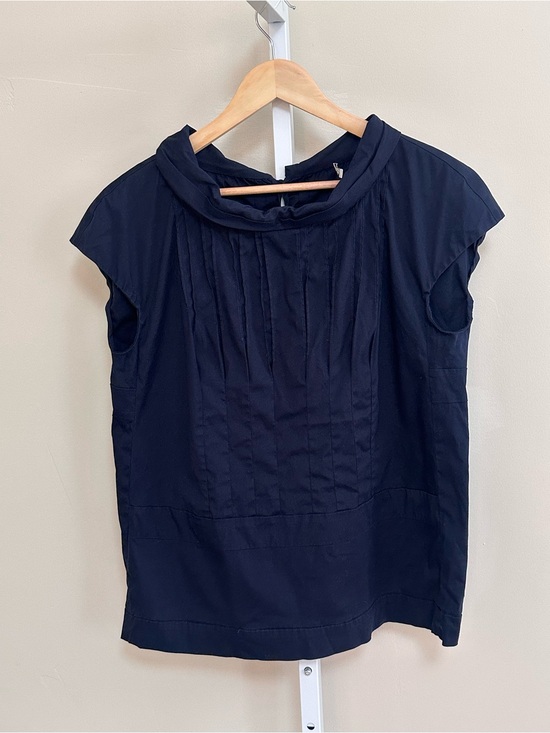 Miu Miu Tops - Miu Miu Made in Italy Navy Pleated Poplin Blouse Top IT 42